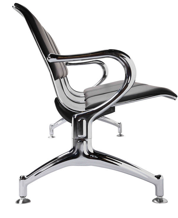 Black PU Foam Airport Waiting Chair With Galvanized Arm And Feet