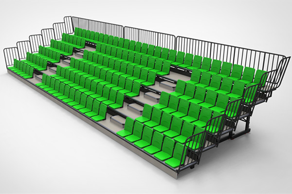 Customized Size Green Chair Retractable Bleacher Seating Floor Mounted