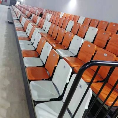 White Color Floor Mounted Arm Chair Retractable Bleacher Seating System For Stadium Gym And Auditorium