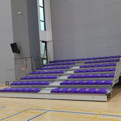 Steel Frame Retractable Bleacher Seating with Floor Mounted Seat